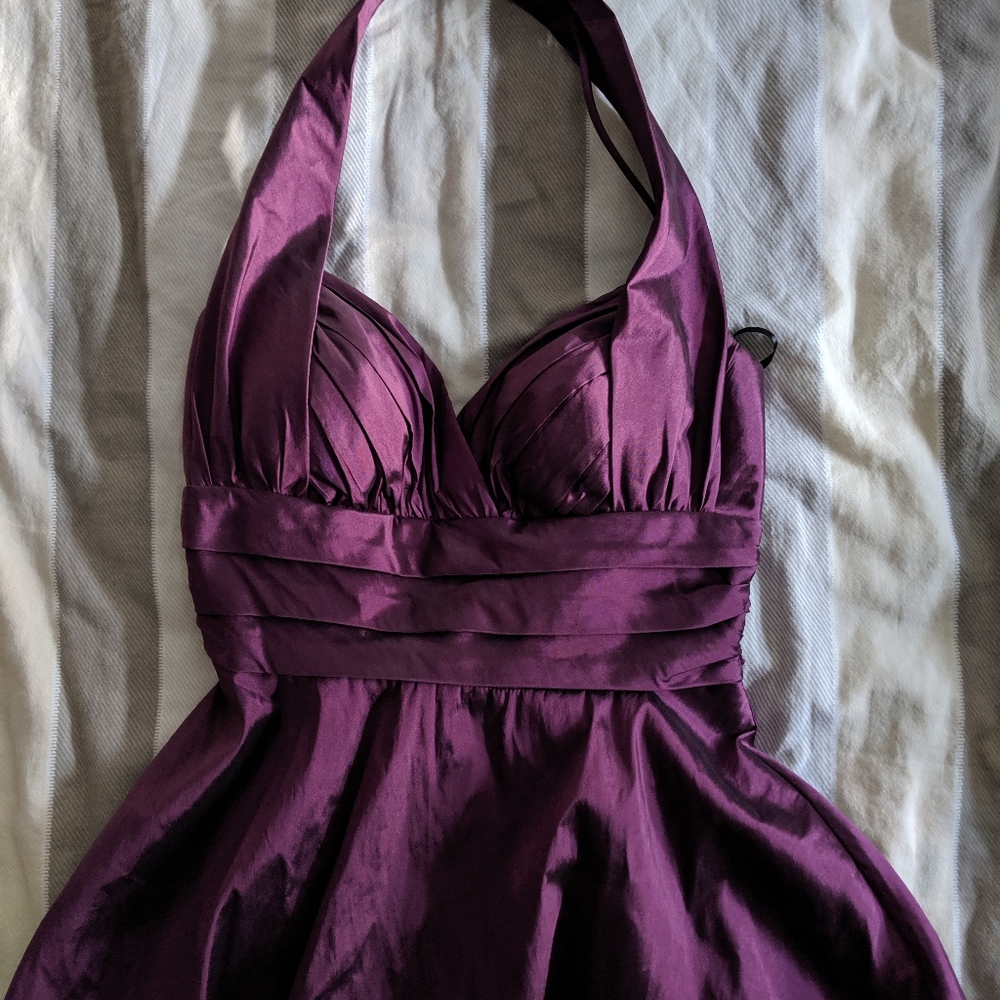 Betsy & Adam Purple Halter Cocktail Dress (Size 6)